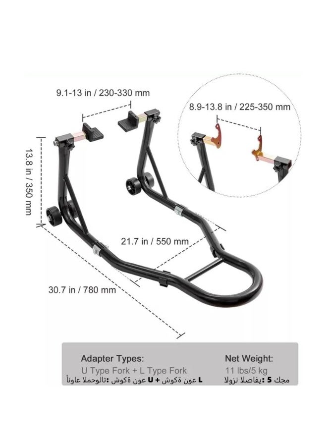 حامل رفع الدراجة النارية الخلفي - قاعدة رفع عجلة خلفية بمحاور تأرجح ليااما هوندا كاوساكي سوزوكي دراجات رياضية، أسود - قاعدة رفع الدراجة النارية - Image 4
